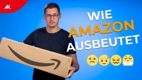 Markus hält ein Amazon-Pakerl in den Händen. Daneben steht geschrieben: "Wie Amazon ausbeutet." © AK Wien, AK Wien